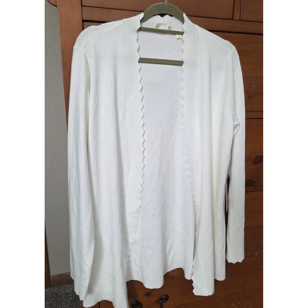 NWT Cyrus Open-Front Cardigan Sweater Size Large White Layering Office Classic